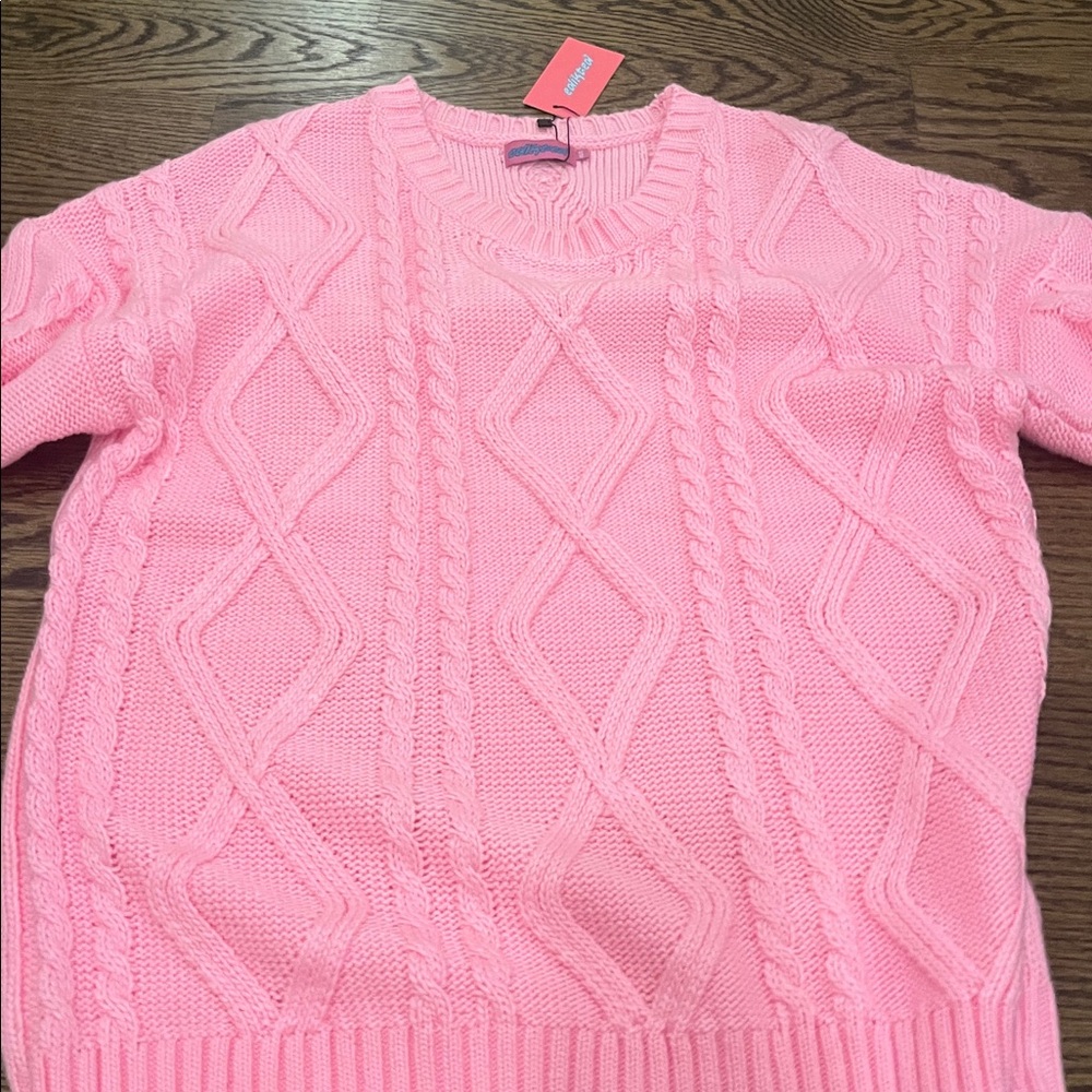 Pink Kennedy Oversized Cable Knit Sweater